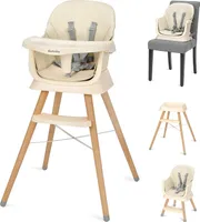 Ezebaby Hochstuhl Baby Sitzerhöhung Kinderstuhl 6-in-1 Multfunktional Kinderhochstuhl Barhocker mit Tablett und 5-Punkt-Sicherheitsgurt Beige