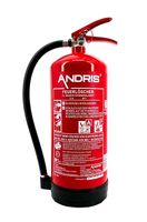 Wassernebel-Feuerlöscher 6L AF mit Manometer auch für Fett-Brände geeignet, inkl. Wandhalterung, Standfuß & ANDRIS® Prüfnachweis mit Jahresmarke