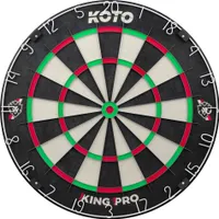 KOTO - King Pro Dartscheibe (Offizielle Turniermaße) Afrikanische Sisal & Borsten Dartscheibe, Inkl. Slim Wire Technologie, Klammer & Klammerfrei