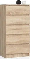 Komoda AKORD K60 Dąb Sonoma 60 cm 5 szuflad kolor Dąb Sonoma mat 60x40x121 cm