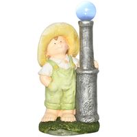 Outsunny Zahradní figurka "Chlapeček s lucernou" s LED solárním světlem, zahradní figurka