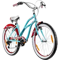 Galano Malibu retro Fahrrad Beach Cruiser für Damen ab 150 cm Damenfahrrad vintage mit Ballonreifen 26 Zoll 6 Gänge, Farbe:sky blau