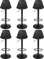 6er Set Barhocker,Drehbare Barstuhl Tresenhocker Küchenhocker Höhenverstellbar aus Kunstleder - Schwarz