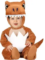 Kleiner Dinosaurier Rex Baby Kapuze Jumpsuit Schwanz, Größe: 18 - 24 Monate Farbe: Braun