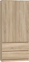 Šatní skříň 90 cm se zásuvkami TAAVI - dub sonoma