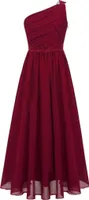 Elegantes Ein-Schulter Prinzessin Kleid - Festliches Langkleid für Mädchen Größe 140 cm Hochzeit Taufe Geburtstag Partykleid