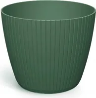 Grüner Kunststoff-Blumentopf 13,8x11,5 cm gestreifter Deckel Lamia