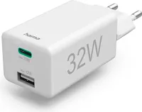 Schnellladegerät, 1x USB-C, 1x USB-A, Mini-Ladegerät, PD, 32 W, Weiß (00201691)