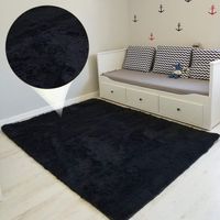 Schlafzimmer Schwarz Hochflor SANAT Teppich Rund Langflor Modern Teppiche fürs Wohnzimmer Esszimmer oder Kinderzimmer Größe: 150x150 cm 