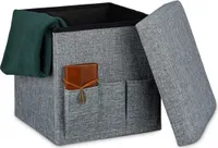 relaxdays Faltbarer Sitzhocker mit Taschen Leinen