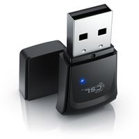 CSL WLAN 300 Mbit/s USB Stick Adapter - WiFi Adapter – Verschlüsselung WEP WPA WPA2 – 2,4 Ghz 2T2R – Verstärkung 18 dBm – für Windows 7 - 11