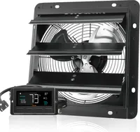 SucceBuy Odsávací ventilátor 254 mm s žaluzií, EC motor 843 CFM, nástěnný s regulací otáček, s regulací teploty a vlhkosti, větrání pro skleníky, garáže, kůlny