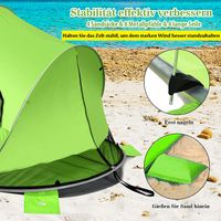Grün Strandmuschel pop up mit Reißverschlusstür tragbar Strandzelt für 2-3 Personen UV-Schutz für Familie BBQ Strand Garten Camping 