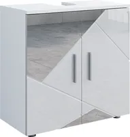 Vicco Waschbeckenunterschrank Irma, 60 x 59 cm, Weiß Hochglanz mit Einsätzen