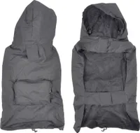 Hunde Regenjacke Kapuze Jacke Mantel Hundebekleidung Regenschutz Hundejacke grau, Größe:L