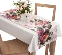 Voppi Bieżnik na stół z motywem kwiatów 40x140 cm różowe kolorowe piwonie