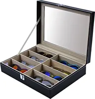 OKWISH Brillenbox Brillenkoffer Brillenorganizer für 8 Brillen Aufbewahrung, Aufbewahrungsbox, Aufbewahrungsbox für Brillen ,Schwarz