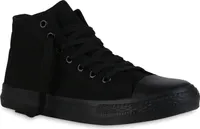 VAN HILL Damen Sneaker High Schnürer Bequeme Stoff Schuhe 838463, Farbe: Schwarz, Größe: 37
