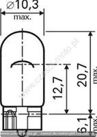 Żarówka 12V 5W W2,1X9,5D Pomarańczowa