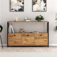 Skye Decor, Nero v2 , Width: 20 m, Anrichte, Nussbaumfarbe , Schwarz, 100% Melaminbeschichtete Partikelplatte