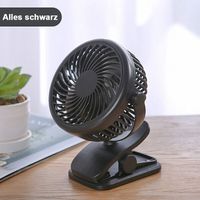 clip ventilator mobiler Mini Ventilator mit Akku Bodenventilator / Windmaschine 3 Geschwindigkeitsstufen schwarz