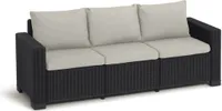 Allibert California 3-Sitzer – Anthrazit mit Kissen in Sand | Wetterfestes Loungemöbel für Garten & Terrasse