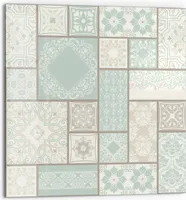 DEQORI Küchenrückwand Glas 60x60 cm 'Fliesenpoesie' Spritzschutz Bad Rückwand Küche