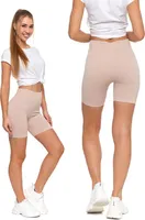 Damskie krótkie legginsy kolarskie Moraj z wysokim stanem, bezszwowe legginsy sportowe 700-020, beżowy, L/XL