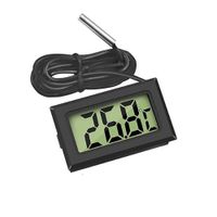 mini Thermometer Temperatur Anzeige mit Fühler digital 1m Kabel Schwarz