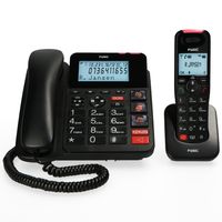 Fysic FX-8025 - Schnurgebundenes Telefon mit Anrufbeantworter und DECT-Telefon für Senioren, schwarz