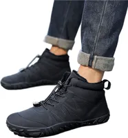 Herren & Damen Barfußschuhe Outdoor Rutschfeste Warm Gefüttert Winterstiefel Leichte Wasserabweisend Winterschuhe, Farbe: Schwarz, Größe: 41