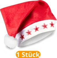 Weihnachtsmütze mit LED-Stern