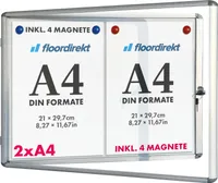 Prémiová vnitřní vitrína 2 x A4 se 4 magnety Magnetická a popisovatelná zadní stěna
