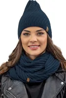 Vivisence damen beanie wintermütze und loop schal set warm kopfbedeckung und halsbedeckung an winter und herbst warm dick, winterset für frauen, hergestellt in der eu, dunkelblau, einheitsgröße