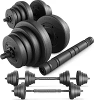 TREX SPORT Hantelset 40kg | 2in1 Set Kurzhanteln & Langhantel | Hanteln Dumbbell mit Verbindungsrohr 2x20kg