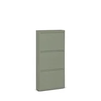 Metall-Schuhschrank 3-Türen - 50 x 15 x 103 cm - Platzsparendes und Stilvolles Schuhregal - Moderne Schuhschränke - Schuhaufbewahrung - Grün