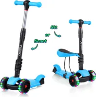 Yoleo Kinderroller mit abnehmbarem Sitz, LED-Rädern, höhenverstellbarem Lenker für Kleinkinder ab 2 Jahren (Farbe: Blau)