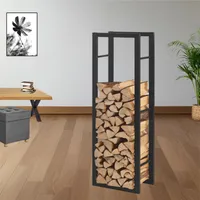 STADO | Kaminholzregal | Metall | Schwarz | 40x150x25cm | Brennholzregal | Feuerholzregal | Kaminholzhalter | Stapelhilfe | Innen- und Außenbereich