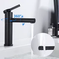 Homelody Wasserhahn Bad Schwarz, 360° Drehbar Waschtischarmatur, Einhebel Badarmatur,Bad mit 2 Schläuche Einhebelmischer,Waschbecken Armaturen für Bad