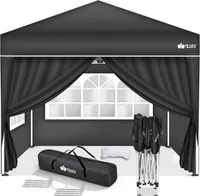 tillvex Pavillon 3x3m Anthrazit - mit 4 Seitenteilen wasserdicht | Pop-Up Faltpavillon höhenverstellbar | Gartenzelt UV Schutz 50+ | Partyzelt mit Tasche für Garten