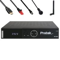 Protek X2 Twin-Sat-Receiver 4K UHD H.265 E2 Linux 2.4 GHz WiFi 2x DVB-S2 inkl. Koax- & Netzwerkkabel