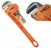 NEO TOOLS Stillson-Rohrschlüssel 250 mm, Backenbereich 44 mm, 10", Gewicht 0.625 kg, Gehäuse aus Sphäroguss, Backen geschmiedet, geschliffen, gezahnt, Schneckenmechanismus