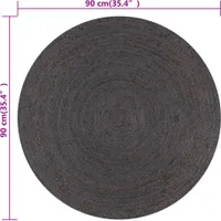 vidaXL Teppich Handgefertigt Jute Rund 90 cm Dunkelgrau