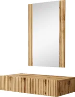 MIRJAN24 Schminktisch Vamos mit Schublade, Hängeschrank und Spiegel, Loft Schlafzimmer (Farbe: Wotan)