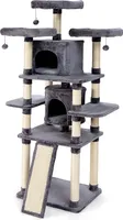 COSTWAY 170cm Katzen Kratzbaum Kletterbaum Katzenkratzbaum Katzenbaum Spielbaum Kratzmöbel Kratzstämme Höhle mit Spielbälle, 2 Höhlen 60x50x170cm