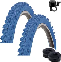 2 x Kenda K-829 26" MTB Fahrradreifen Fahrradmantel in Blau 50-559 (26 x 1.95) + 2 passende Schläuche DV inkl. Fahrradklingel