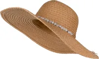 styleBREAKER Damen Strohhut Papierstroh mit Hutband aus Perlen, breite ausgefranste Krempe, Sonnenhut, Schlapphut 04025043