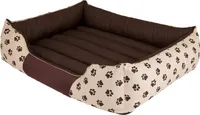 PillowPrim Hundebett Hundesofa Hundekissen Hundecouch Tierbett Haustierbett Größe XL 85x65 Beige mit Pfoten