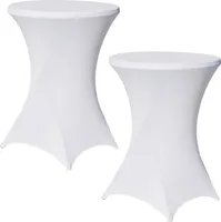 2er Set Stehtischhusse Stretch weiß Ø 80cm Tischhusse