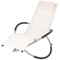 ECD Germany Houpací lehátko, skládací krémové, s opěrkou hlavy, ocelový rám, odolné proti povětrnostním vlivům, prodyšné, ergonomické lehátko